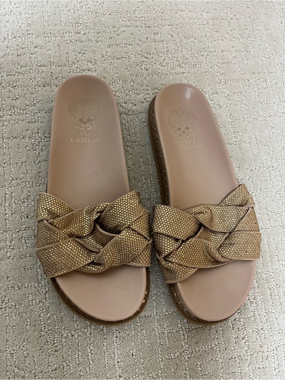 Vince Camuto Metallic Tan Braided Slide Sandals women’s size 8M